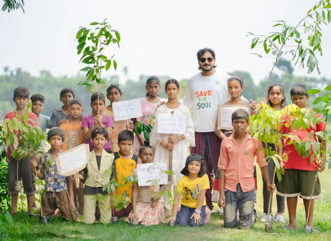 Celebrities, students, and NGOs participating in Nabatara Tree Plantation Drive on World Environment Day 2025