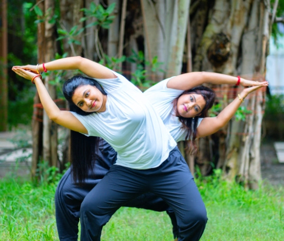 A student practicing an advance level yoga technique at Nabatara, to stimulate the kundalini chakra and experience a truly deep spiritual awakening.