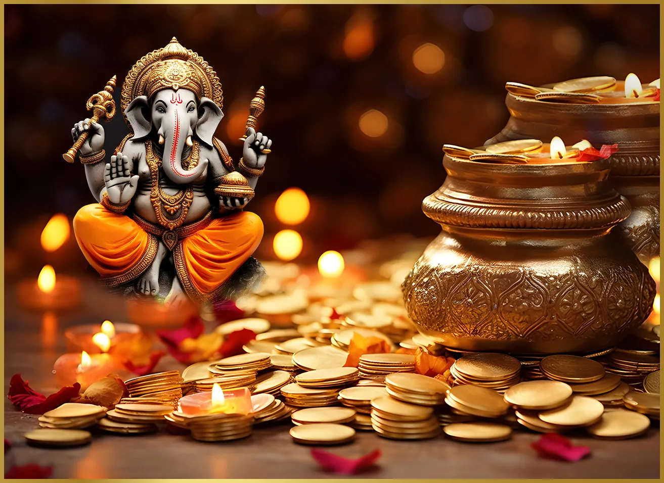 Goddess Lakshmi Puja rituals for Diwali, inviting wealth and prosperity