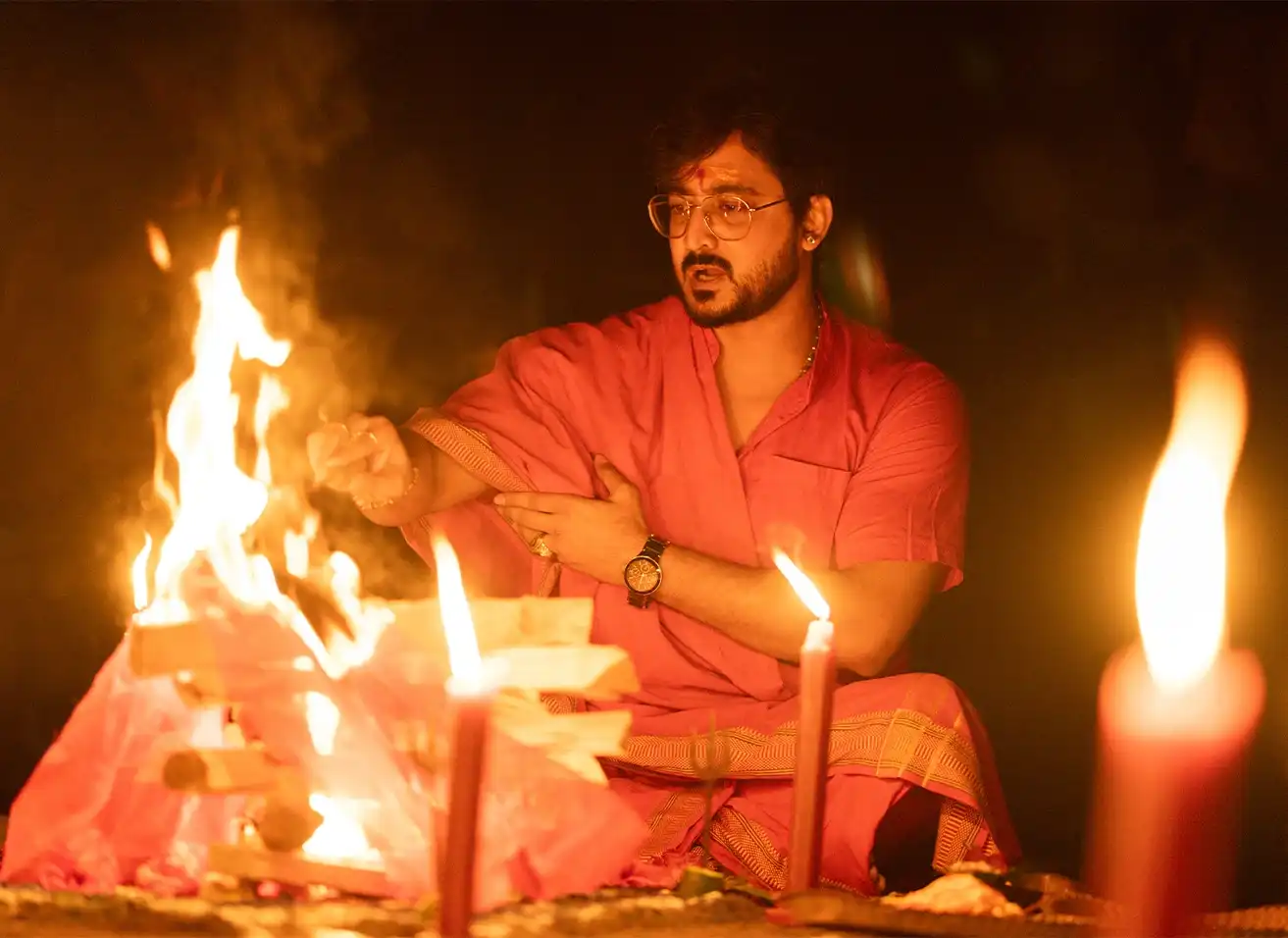 A sacred fire ritual demonstrating the science behind Havan and Yagya at Nabatara Foundation